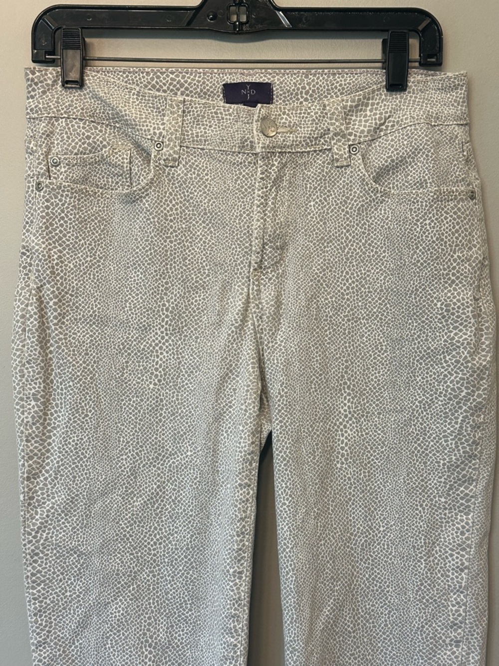 NYDJ Light Gray Animal-Print Slim Jeans